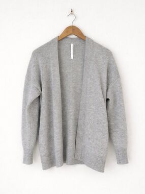 Babaton Light Gray Open-Front Knit Cardigan